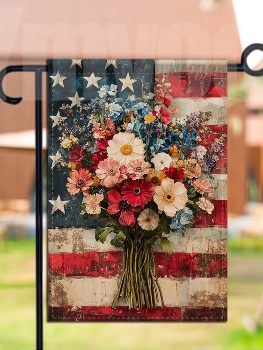 Patriotic Floral Flag Garden - Red, White & Blue